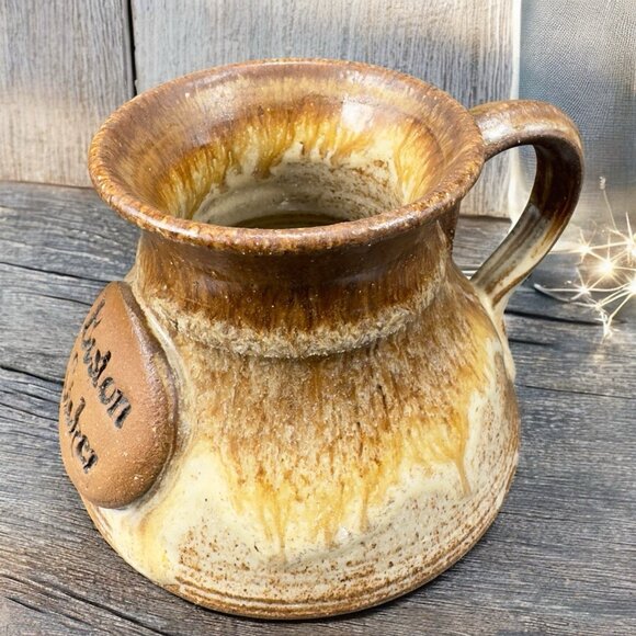 Hand Made Studio Art Pottery Bost On Stoker Coffee Mug Cup Stoneware Signed Mug - Picture 1 of 11